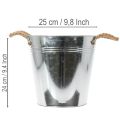 Kiiltävä metalliämpäri köysikahvoilla, Ø25cm | Floristik24.fi