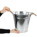 Kiiltävä metalliämpäri köysikahvoilla, Ø25cm | Floristik24.fi