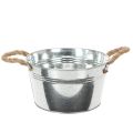 Floristik24 Kiiltävä metallikulho köysikahvoilla, Ø22cm