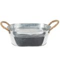Floristik24 Soikea peltikulho hopeanvärinen 30cm x 17cm x 10cm