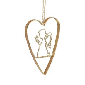 Floristik24 Joulukuusikoristeet sydän metalliset sydämet koristeet kultaiset 12cm 6kpl