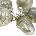 Floristik24 Minipuukoristeet syksyn hedelmiä ja palloja helmiäinen, antiikkihopea aito lasi 3,4-4,4cm 10kpl