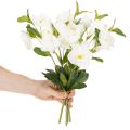 Jouluruusu Tekokukka Valkoinen Koristeellinen Tekokukka Kimpussa, 40cm, 4 Kappaletta | Floristik24.fi