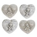 Floristik24 Mini koristeelliset sydämet enkelillä 4cm harmaa 8kpl