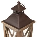 Koristeellinen lyhty puu vintage puinen lyhty ruskea 17×17×50cm | Floristik24.fi