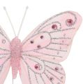 Floristik24 Koristeellinen perhonen vaaleanpunainen kiille 10,5 cm 3kpl