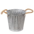 Floristik24 Koristeellinen ruukku istutukseen, metallinen ruukku kahvoilla, metallikoriste shabby chic Ø21.5cm