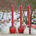 Floristik24 Koristesieni, syyskoristeet, sieni betonista, onnenkoriste, koriste uudenvuodenaattoon punainen, valkoinen K20cm L10cm