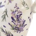 Floristik24 Koristeellinen kannu kivitavara laventeli violetti kerma pöytäkoristeet H21cm