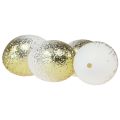 Floristik24 Koristeelliset pääsiäismunat aito hanhenmunanvalkuainen kultakimalluksella H7,5-8,5cm 10kpl