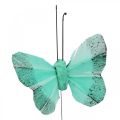 Floristik24 Deco-perhonen lanka vihreä, sininen 5-6cm 24p