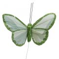 Floristik24 Koristeperhoset vihreät höyhenperhoset langalla 10cm 12kpl
