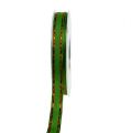 Floristik24 Koristeellinen nauha vihreä, langan reuna 15mm 15m