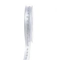 Floristik24 Koristeellinen nauha, jossa lurex-koriste valkoinen-hopea 15mm 20m