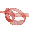 Koristeellinen nauha, jossa lurex-raidat, punainen 25mm 20m | Floristik24.fi