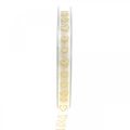 Floristik24 Deco nauha valkoinen lahja nauha sydän kulta glitter 10mm 20m