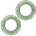 Floristik24 Vihreä koristeellinen metalliverkkokranssi tee-se-itse-projekteihin, 19 cm, 2 kpl