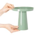 Koristeellinen metallilautanen, vihreä, pyöreä jalusta, kukka-asetelmien tarjotin, 20 cm | Floristik24.fi