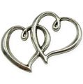 Floristik24 Kaksinkertainen sydän metalli hopea 3cm 50p