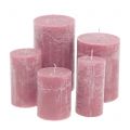 Floristik24 Värilliset kynttilät antiikkivaaleanpunainen eri kokoisia