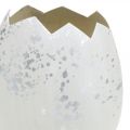 Floristik24 Koristemuna, munapuolikas koristeluun, pääsiäiskoristeet Ø10,5cm K14,5cm valkoinen, hopea 3kpl