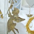 Floristik24 Enkeli voikukkalla, joulukoristeet, koristeriipus, metallikoristeet kultainen antiikki look H16/15cm 4kpl