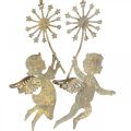 Floristik24 Enkeli voikukkalla, joulukoristeet, koristeriipus, metallikoristeet kultainen antiikki look H16/15cm 4kpl