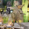 Floristik24 Koristeellinen enkeli voikukan kanssa, adventtikoriste metallista, jouluenkeli kultainen antiikkilook H21cm