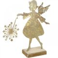 Floristik24 Enkeli voikukan kanssa, Metalli Deco jouluksi, koristeellinen hahmo Adventti Kultainen antiikkilook H27,5cm