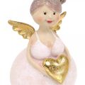 Floristik24 Vaaleanpunainen enkeli sydämellä koriste hahmo joulukoriste 7×6×14cm 2kpl.