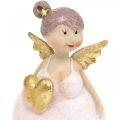 Floristik24 Vaaleanpunainen enkeli sydämellä koriste hahmo joulukoriste 7×6×14cm 2kpl.