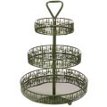 Floristik24 Metallinen kerrostettu tarjoilualusta, vihreä, kolmikerroksinen, kuusenkoristeinen, pyöreä, 49 cm