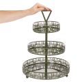 Metallinen kerrostettu tarjoilualusta, vihreä, kolmikerroksinen, kuusenkoristeinen, pyöreä, 49 cm | Floristik24.fi