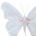 Floristik24 Höyhenperhonen langalla 12cm valkoinen 3kpl