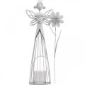 Floristik24 Kevätkoristeet, kukkakeiju lyhtynä, metalli pöytäkoristeet, tonttu kukkavalkoisella K32,5cm