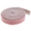 Floristik24 Ruukkunauha, koriste nauha villahuopa vanha vaaleanpunainen / harmaa W4.5cm L5m