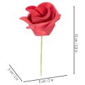 Keinotekoinen punainen ruusukukka varrella, 5 cm, 100 kpl | Floristik24.fi