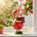 Mansikkatyttö-koristehahmo kesäkoristeeseen, söpö patsas olohuoneeseen ja parvekkeelle, 18 cm | Floristik24.fi