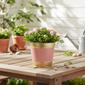 Metallinen kukkaruukku/kasviruukku/istutuslaatikko, Ø13cm K12cm, 4 kpl | Floristik24.fi