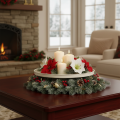Koristeellinen metallinen kukkalautanen, pyöreä, 41 cm, pöytäasennus | Floristik24.fi
