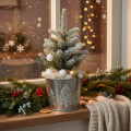 Metallinen istutusruukku kimaltelevilla kuusilla, 13 cm | Floristik24.fi