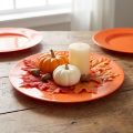 Oranssit muovilautaset – 28 cm – Sopii juhliin ja koristeluun – 4 kpl | Floristik24.fi