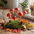 Koristeelliset Sienet Vaijerissa, Punaiset, Syyskoriste, Tarrattavaksi, 7cm, 24 Kappaletta | Floristik24.fi