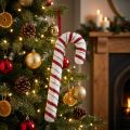 Deco Candy Cane Christmas Punainen Valkoinen Raidallinen K34cm | Floristik24.fi
