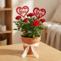 Kukkatulppa sydän punainen puinen koristetulppa Love 7cm 12kpl | Floristik24.fi