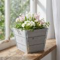 Kukkalaatikko puinen istutuskone shabby chic harmaa 19x19x15,5cm | Floristik24.fi