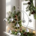 Ring with Bells, Adventtikoriste, Bell Wreath, Metal Decoration to Hang Valkoinen H22,5cm W21,5cm | Floristik24.fi