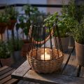 Lyhty kahvalla ja lasimusta luonnollinen Ø18cm K22cm | Floristik24.fi
