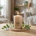 PURE pilarikynttilä Beige Wenzel kynttilät 90/60mm | Floristik24.fi