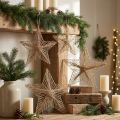 Star Jute Natural Rustic Poinsettia 30cm 4kpl | Floristik24.fi